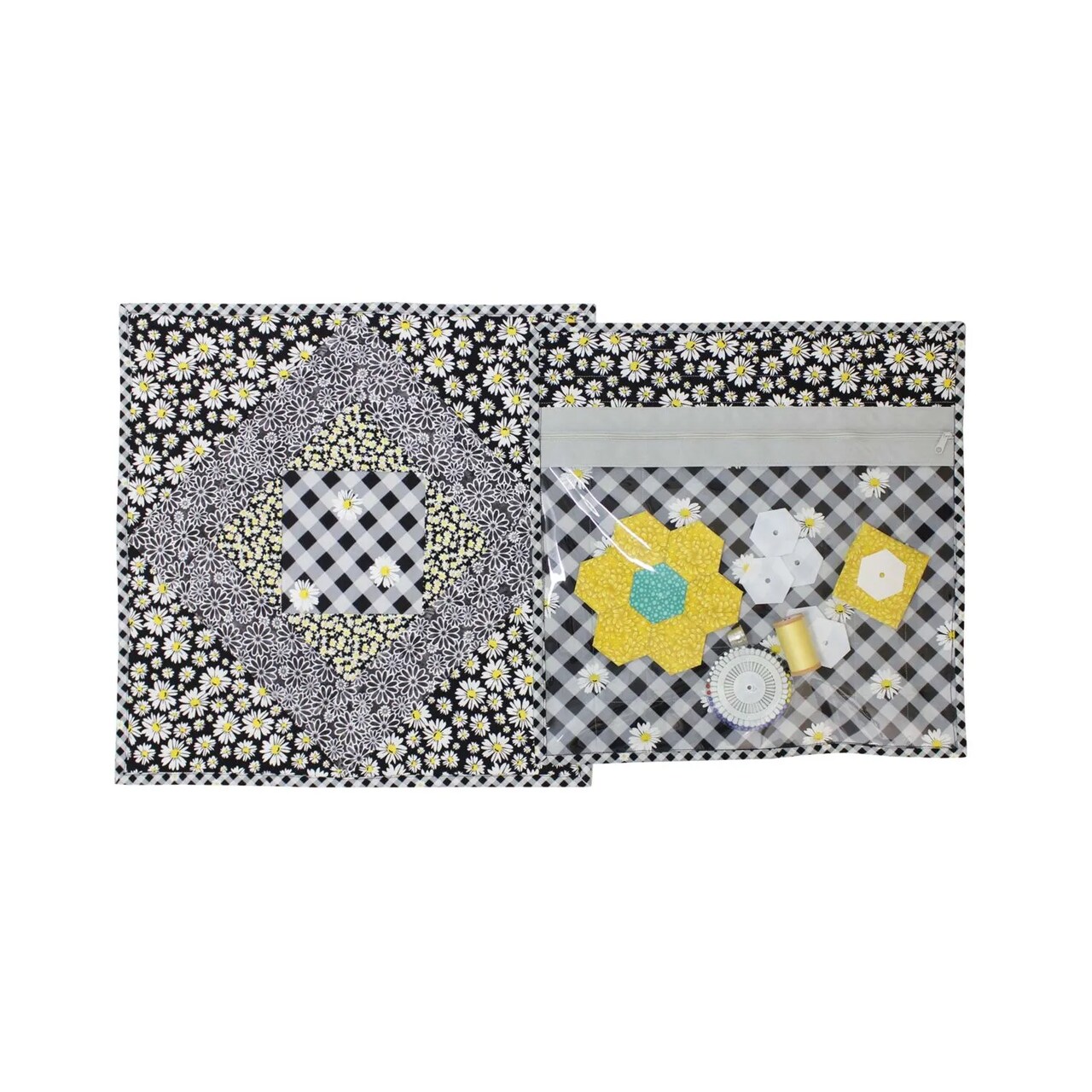 AccuQuilt Project Bags Quilt-As-You-Go Kit with Zippity-Do-Done Zipper – Gray Set of 2